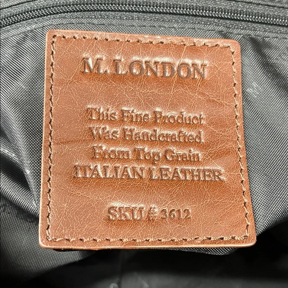 M London Large Classic Brown Leather Duffel Bag for Men